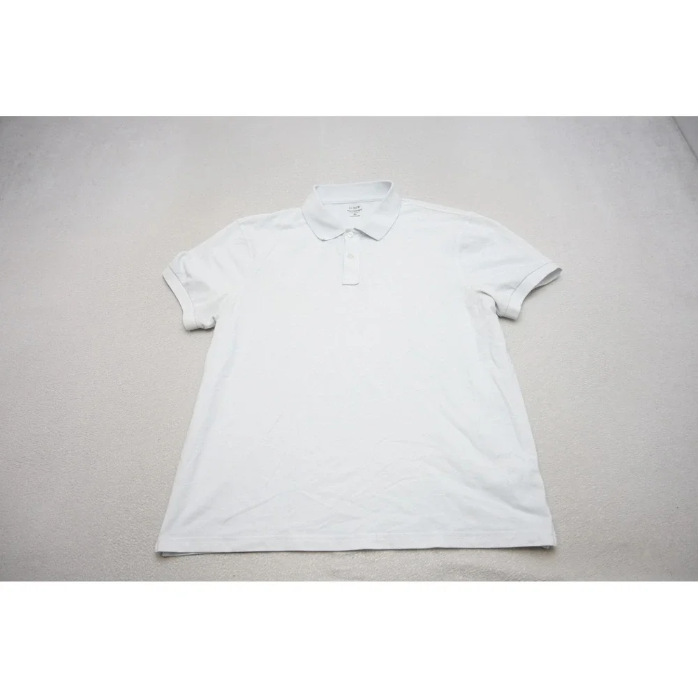 J. Crew Flex Pique Polo Mens XL White Untucked Short Sleeve Stretch Excellent